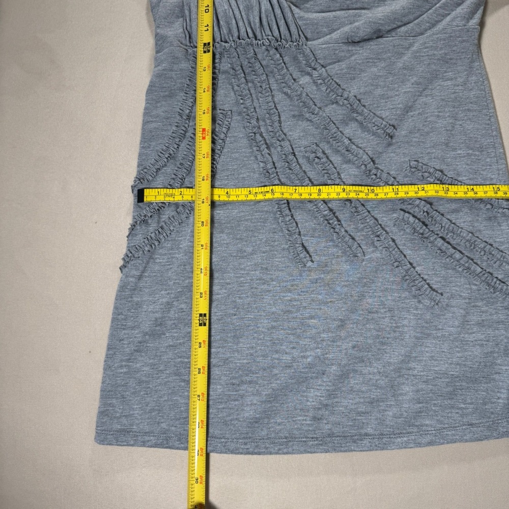 Free People Gray One Shoulder Ruffle Tunic Top Heathered Asymmetric Size M Boho - Picture 5 of 13